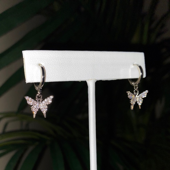 Jewelry - 925 Sterling Silver Butterfly Huggie Earrings